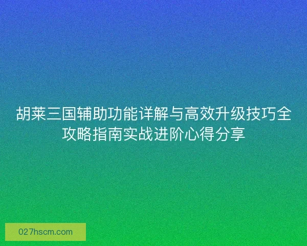 胡莱三国辅助功能详解与高效升级技巧全攻略指南实战进阶心得分享